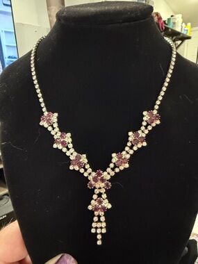 Elegant Vintage Purple Crystal rhinestone Drop Necklace - Women Jewelry